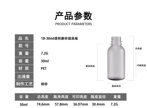 18-30ml磨砂半透明圆肩PET塑料瓶（库存用完禁用）