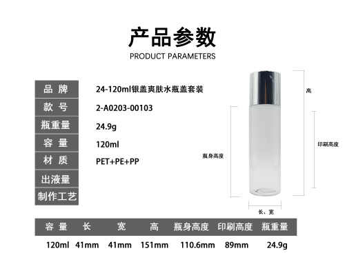 24-120ml银盖爽肤水瓶盖套装