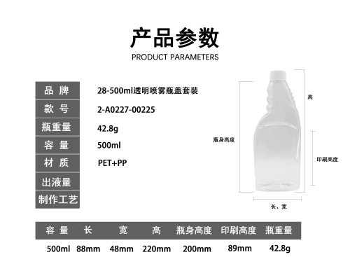 28-500ml透明喷雾瓶盖套装