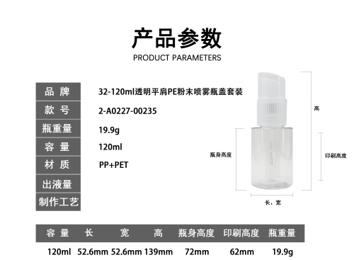 32-120ml透明平肩粉末泵瓶套装