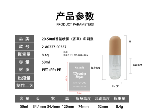 20-50ml香氛喷雾(香草)印刷瓶