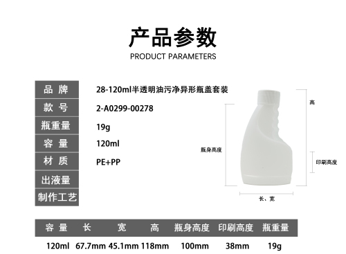 28-120ml半透明油污净异形瓶盖套装
