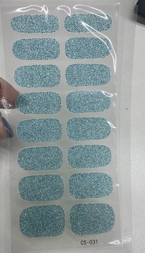 cs-031闪粉蓝绿色指甲贴