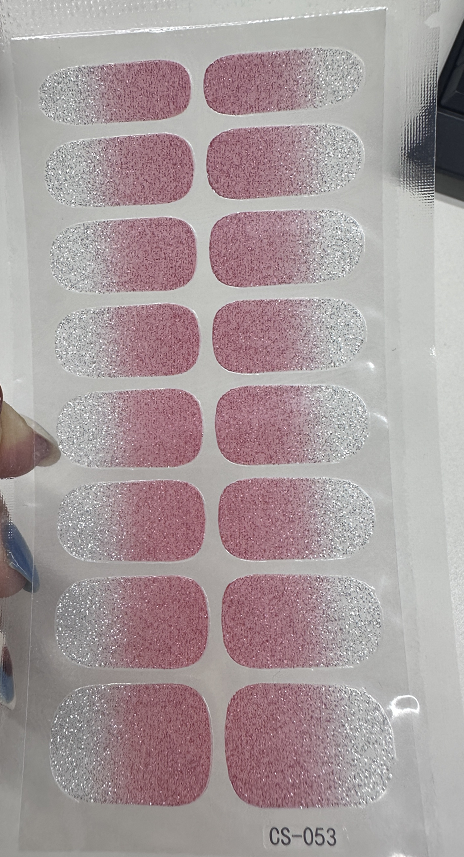 cs-053闪粉粉色指甲贴