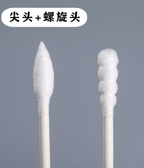 尖+螺旋头白色棉签