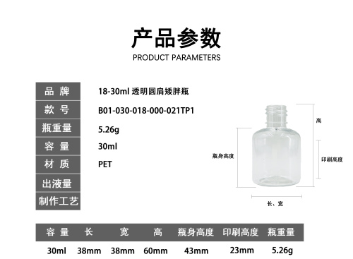 18-30ml透明圆肩矮胖瓶