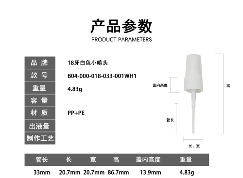 18牙白色小喷头