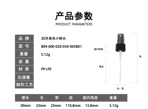 20牙黑色小喷头