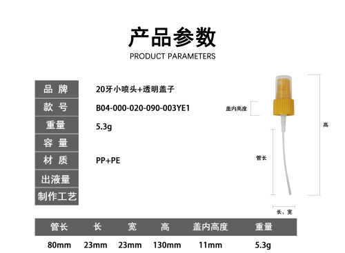 20牙珠光黄色喷头