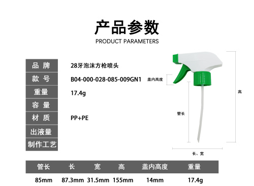 28牙泡沫方枪喷头