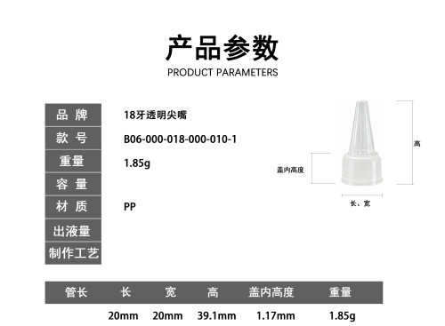 18牙透明尖嘴