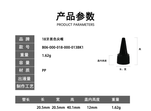 18牙黑色尖嘴