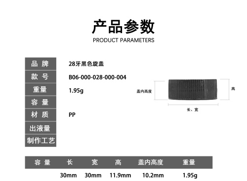 28牙黑色旋盖