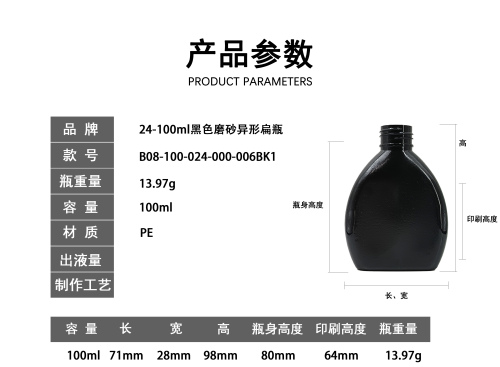 24-100ml黑色磨砂异形扁瓶