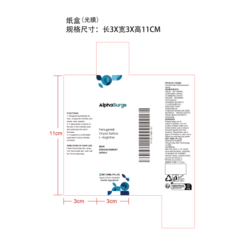 AlphaSurge男性护理喷雾纸盒(光膜)