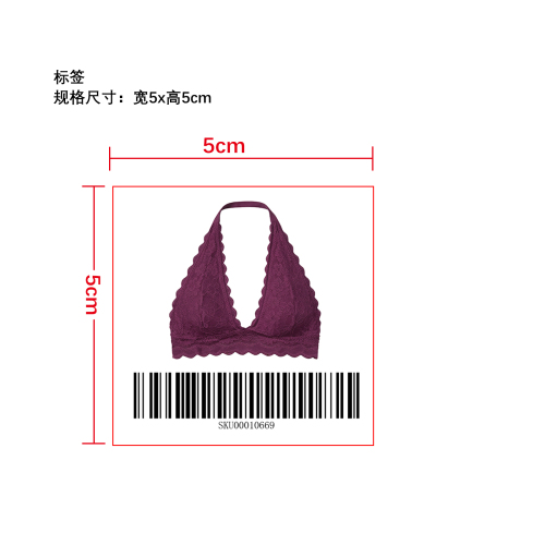 挂脖蕾丝文胸小标签