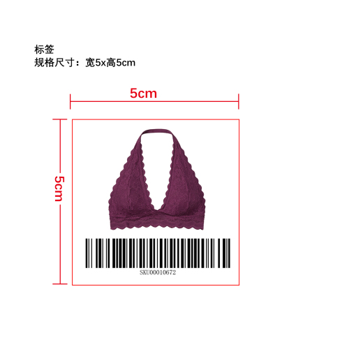 挂脖蕾丝文胸小标签