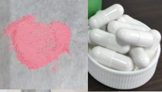 食品-乳白色胶囊壳红色粉末0#胶囊