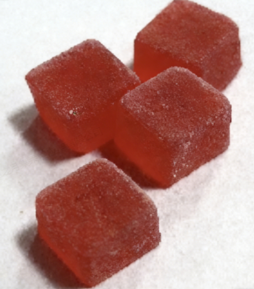 食品-暗红色酸樱桃味方形软糖（裹粉）3g/颗