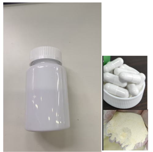 150cc全乳白瓶白壳黄色粉末胶囊（瓶含料）