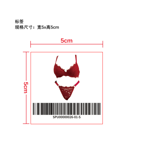 蕾丝细带勾臀聚拢文胸内裤套装   标签