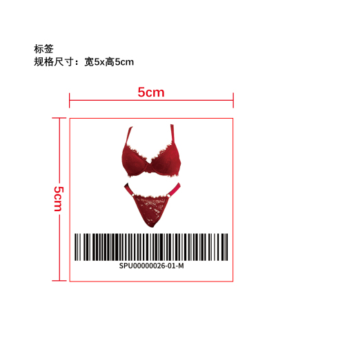 蕾丝细带勾臀聚拢文胸内裤套装   标签