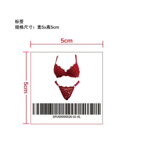 蕾丝细带勾臀聚拢文胸内裤套装   标签