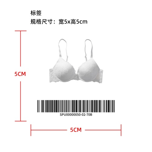 蕾丝提拉胸罩白70B标签