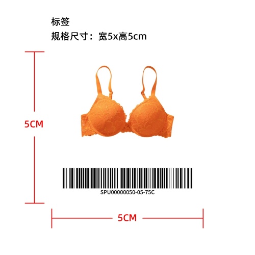 蕾丝提拉胸罩橙75C标签