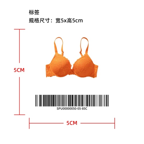 蕾丝提拉胸罩橙85C标签