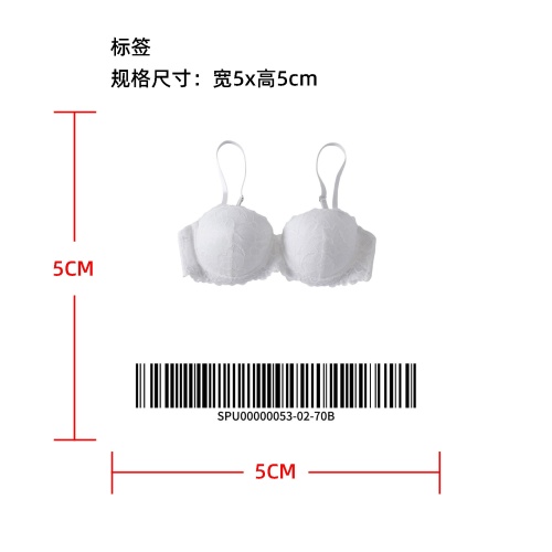 上托聚拢文胸白70B标签