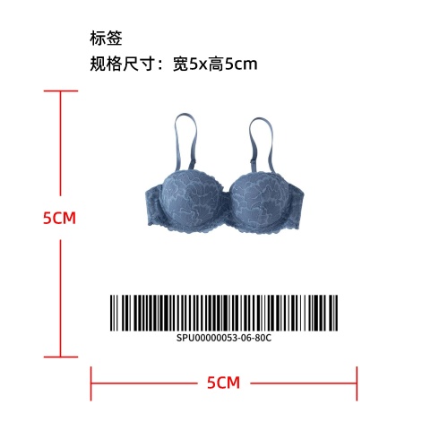 上托聚拢文胸蓝80C标签