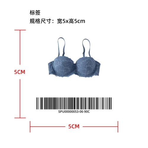 上托聚拢文胸蓝90C标签