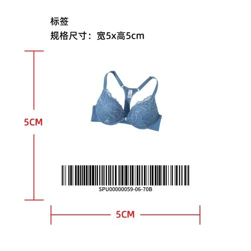 前扣T背型聚拢文胸蓝70B标签