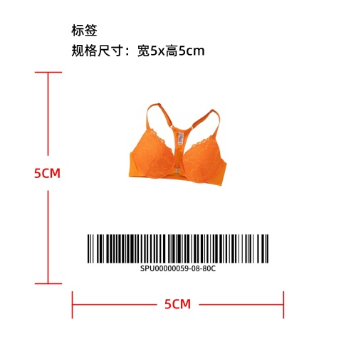 前扣T背型聚拢文胸橙80C标签