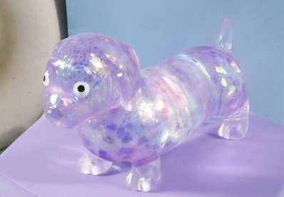 闪片腊肠犬挤压玩具（紫色）（袋含料）