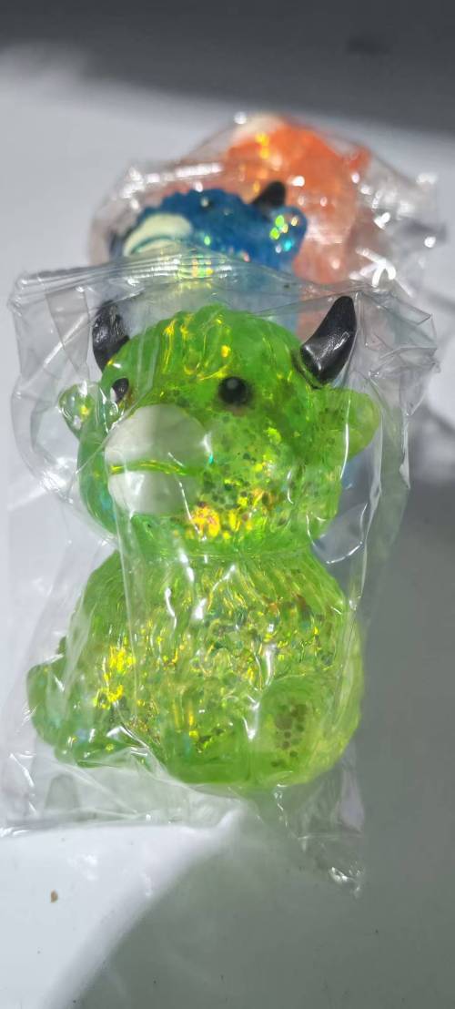 亮片奶牛挤压玩具绿色（袋含料）