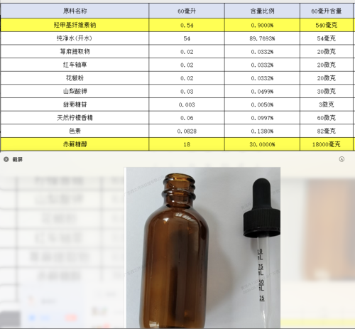 淋巴口服液瓶含料