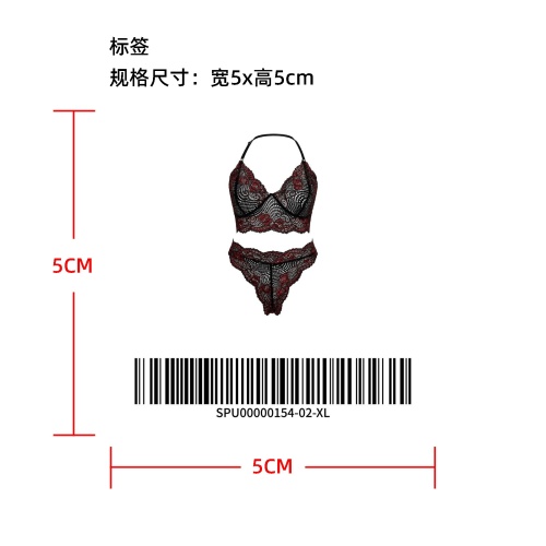 女士性感双色蕾丝内衣套装标签