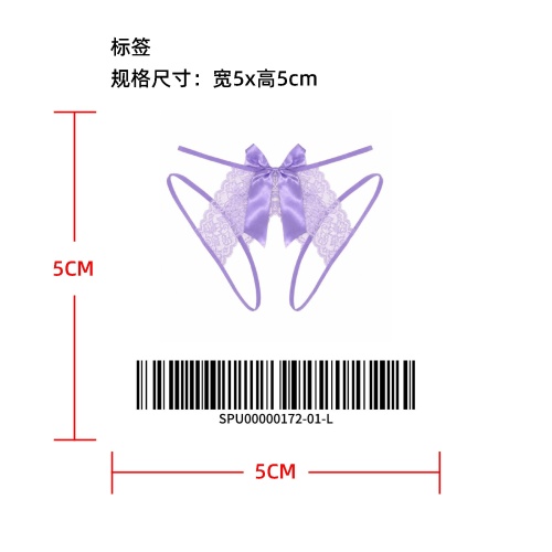 蝴蝶结蕾丝开档丁字裤标签