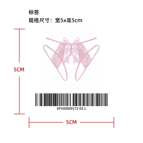 蝴蝶结蕾丝开档丁字裤标签