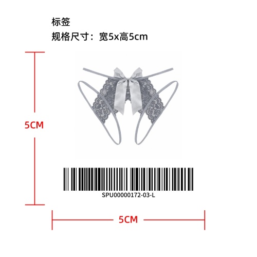 蝴蝶结蕾丝开档丁字裤标签