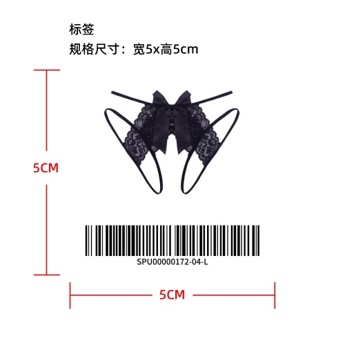 蝴蝶结蕾丝开档丁字裤标签