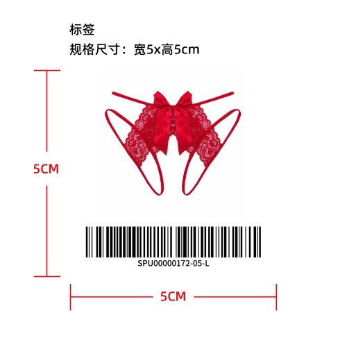 蝴蝶结蕾丝开档丁字裤标签