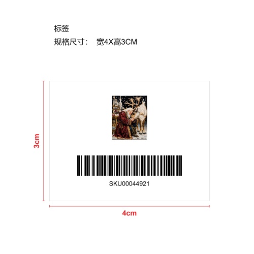 钻石DIY套装挂画-老人麋鹿标签