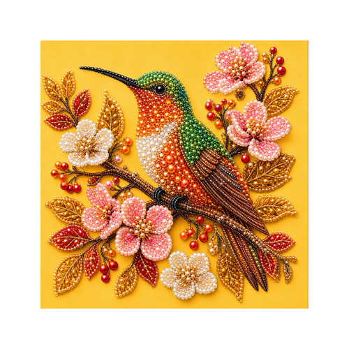 花园装饰蜂鸟芙蓉珍珠艺术套装-蜂鸟樱花