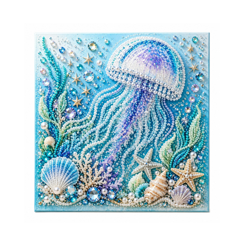 海洋主题珍珠艺术DIY套装-水母