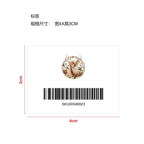 圣诞珍珠钻石艺术挂饰套装-喇叭天使标签