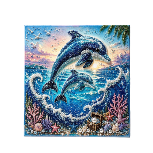 海洋主题珍珠艺术DIY套装-蓝海豚