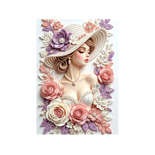 珍珠钻石艺术绘画套件-花朵女士